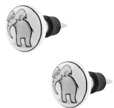 2 Pieces Grey Elephant Ceramic Flat Wine Bottle Stopper